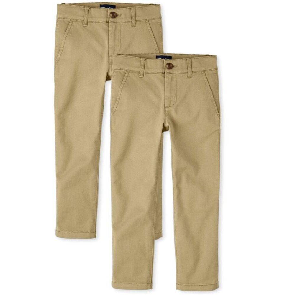 The Children's Place Boys Uniform Stretch Skinny Chino Pants 2-Pack Tan 14